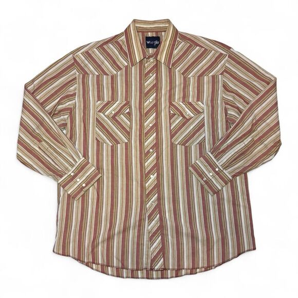 Wrangler Vintage Wrancher Western Pearl Snap long sleeve button down shirt XL - Picture 1 of 4